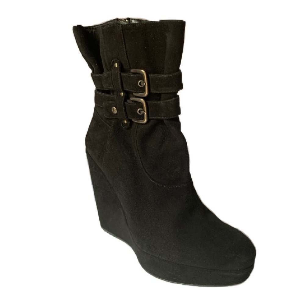 Stuart Weitzman WedgeHolster Black Suede Ankle Boots Size 9 - Picture 8 of 11